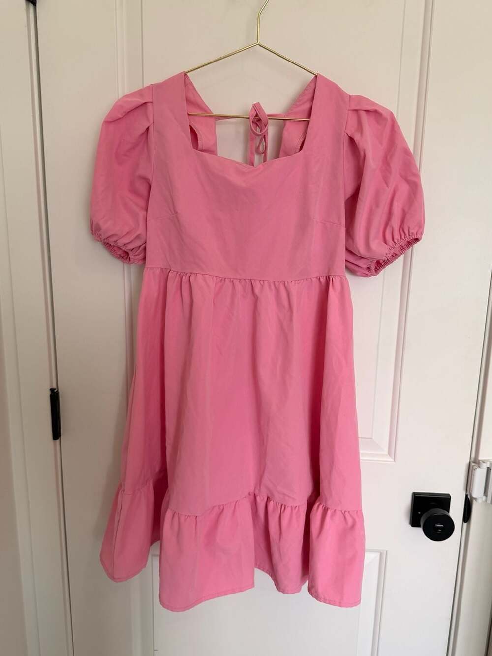 Cute Babydoll Cottagecore Pink Summer Dress Puff Sleeve  Mini